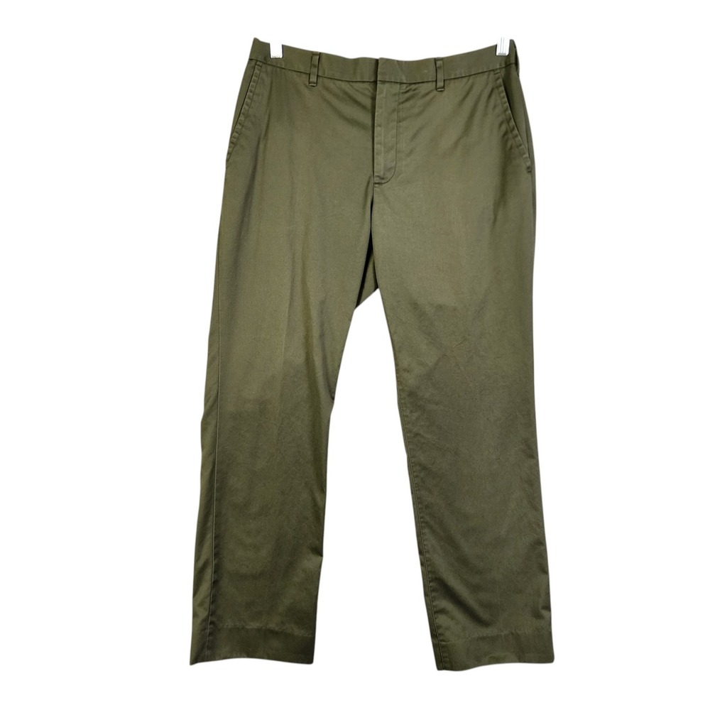 Bonobos Mens Saturday Straight Leg Chino Pants Size 34x30 Olive Green Cotton